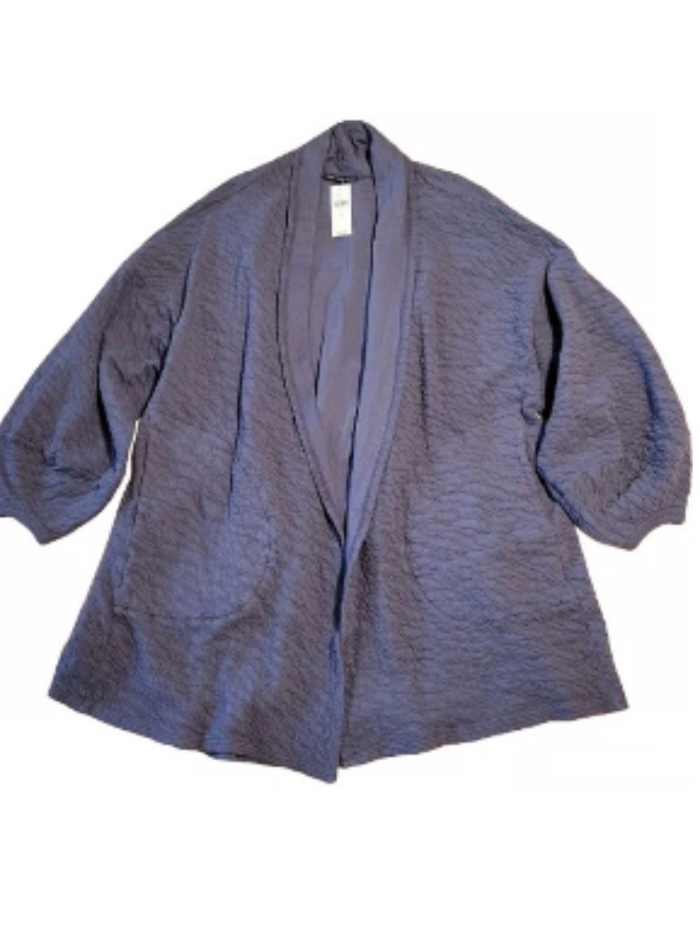 Dark blue hue Charcoal Textured Open Cardigan